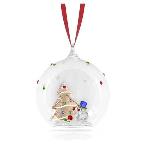 Bola de cristal Swarovski con árbol dorado y muñeco de nieve, 763 facetas