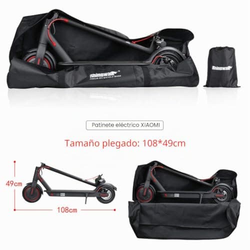 Patinete plegado dentro de la bolsa de transporte BAIGIO