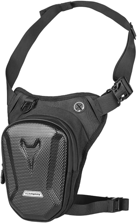 Bolsa de pierna negra de Gutriff sujeta al muslo con correas ajustables