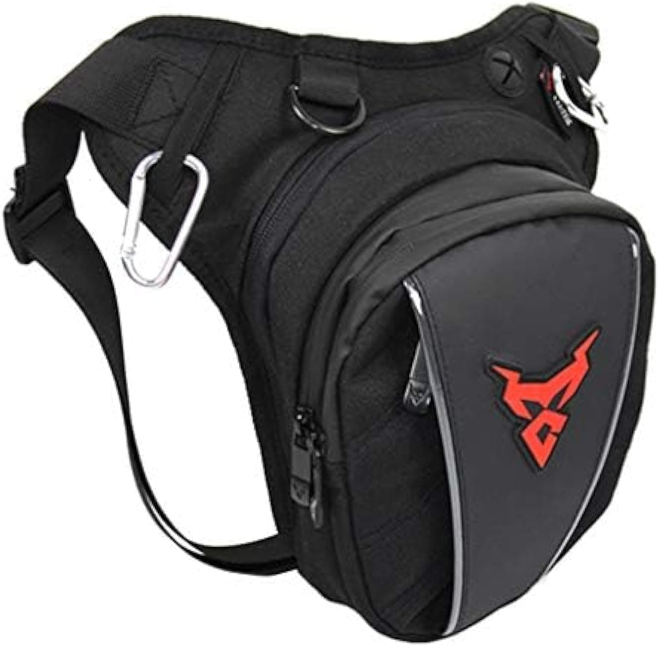 Bolsa de pierna negra de Hebetag con detalles en naranja y correas ajustables