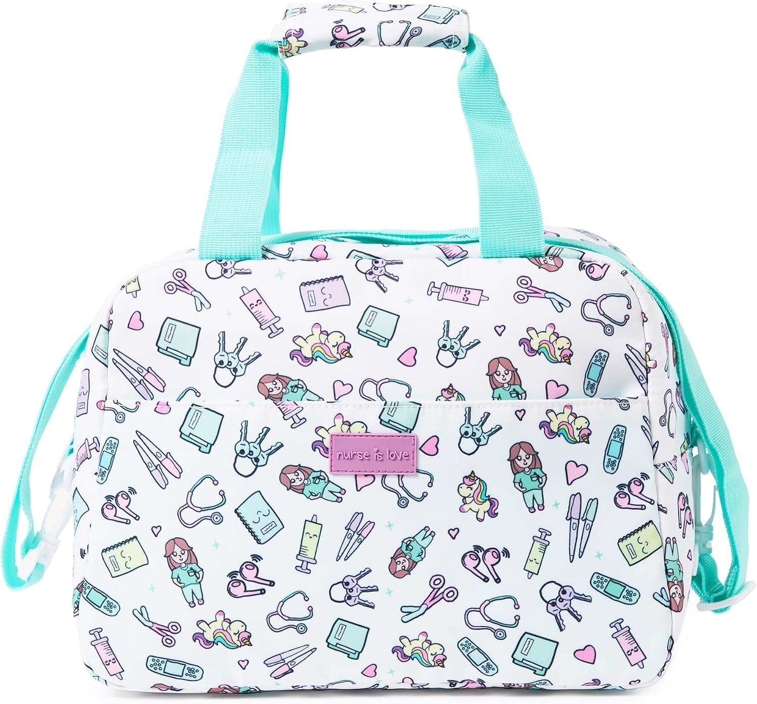 Bolsa térmica porta alimentos con estampado de estetoscopios para enfermera