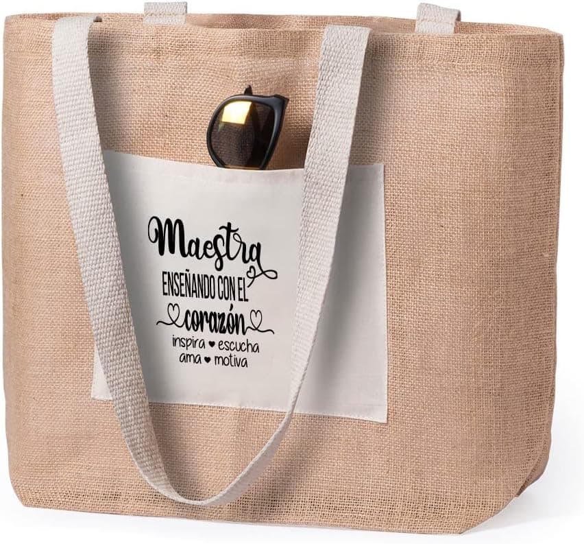 Bolsa tote bag de tela con diseño de playa para profes