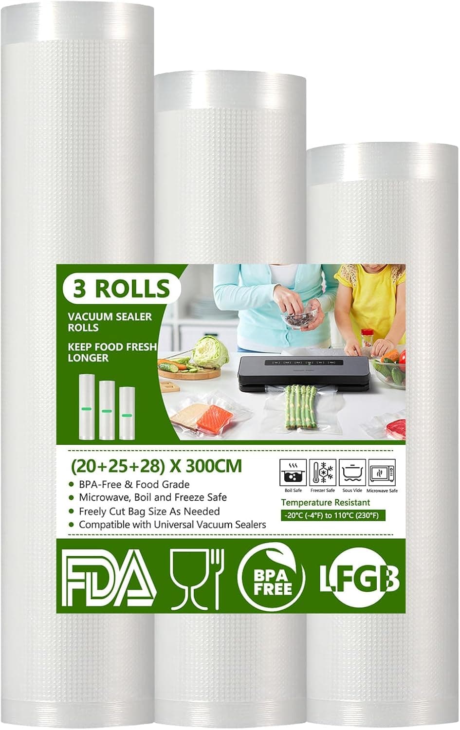 Rollos de bolsas de vacío para conservar alimentos