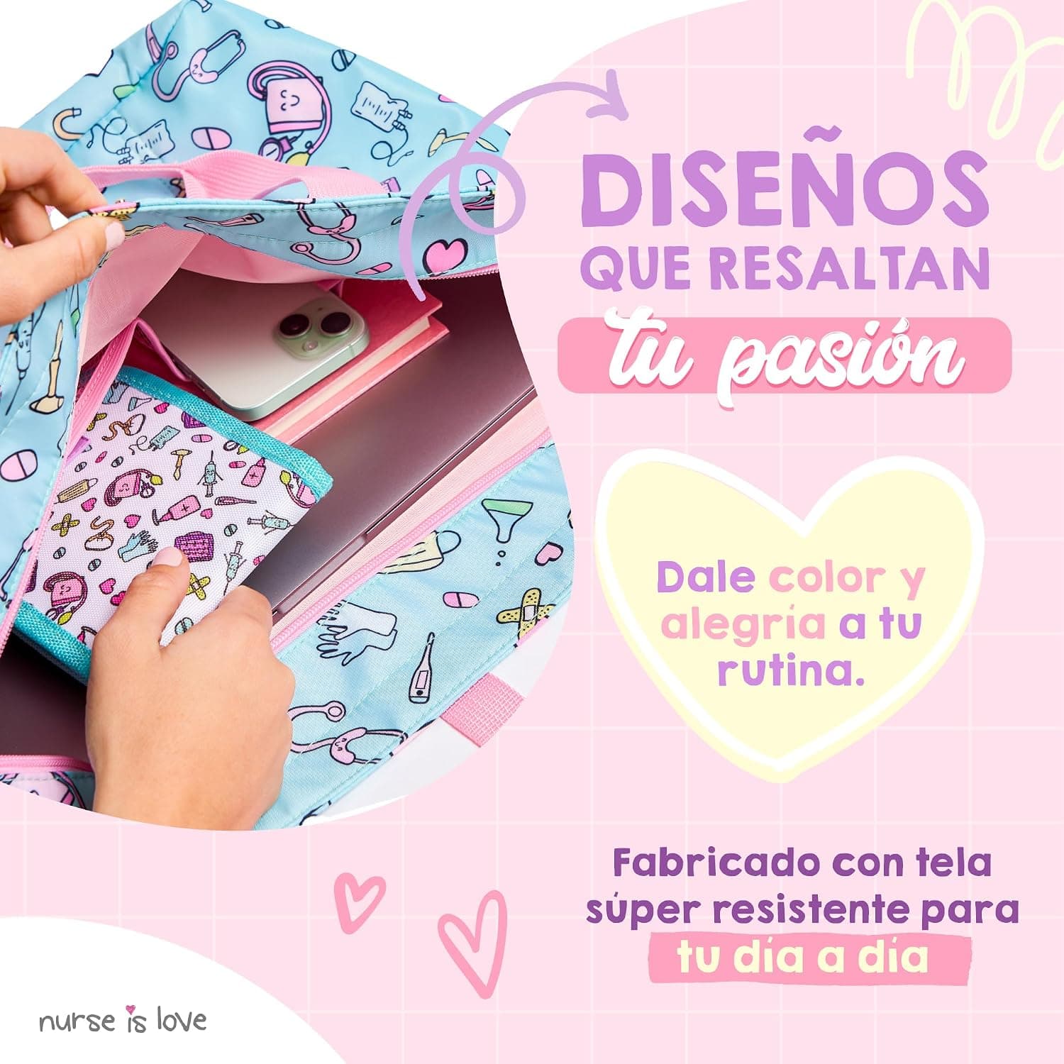 Bolso tote grande con bolsillos para enfermera, foto 3