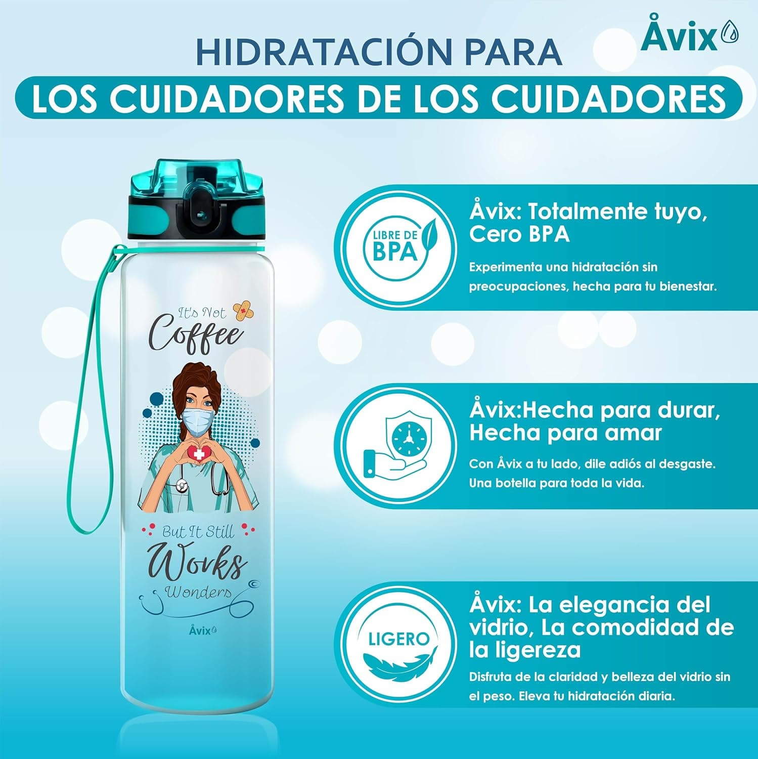 Botella de agua de 1 litro con filtro de frutas para enfermera, foto 2