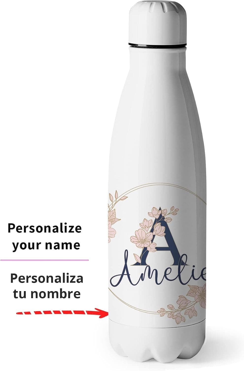Botella Floral Personalizada con Inicial para Mujer, foto 2