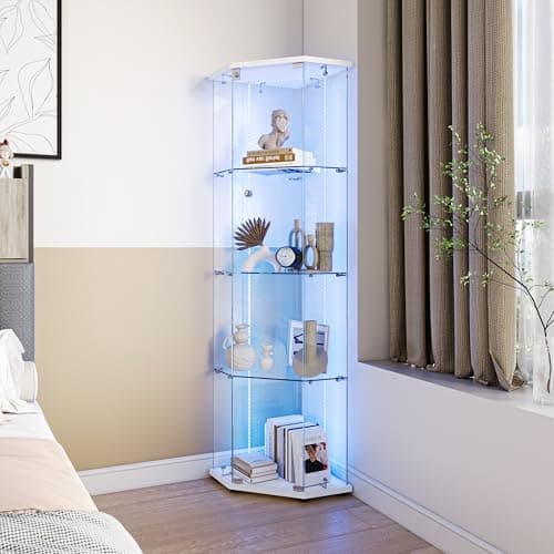 Vitrina de cristal LED BRILVERDE con cuatro estantes