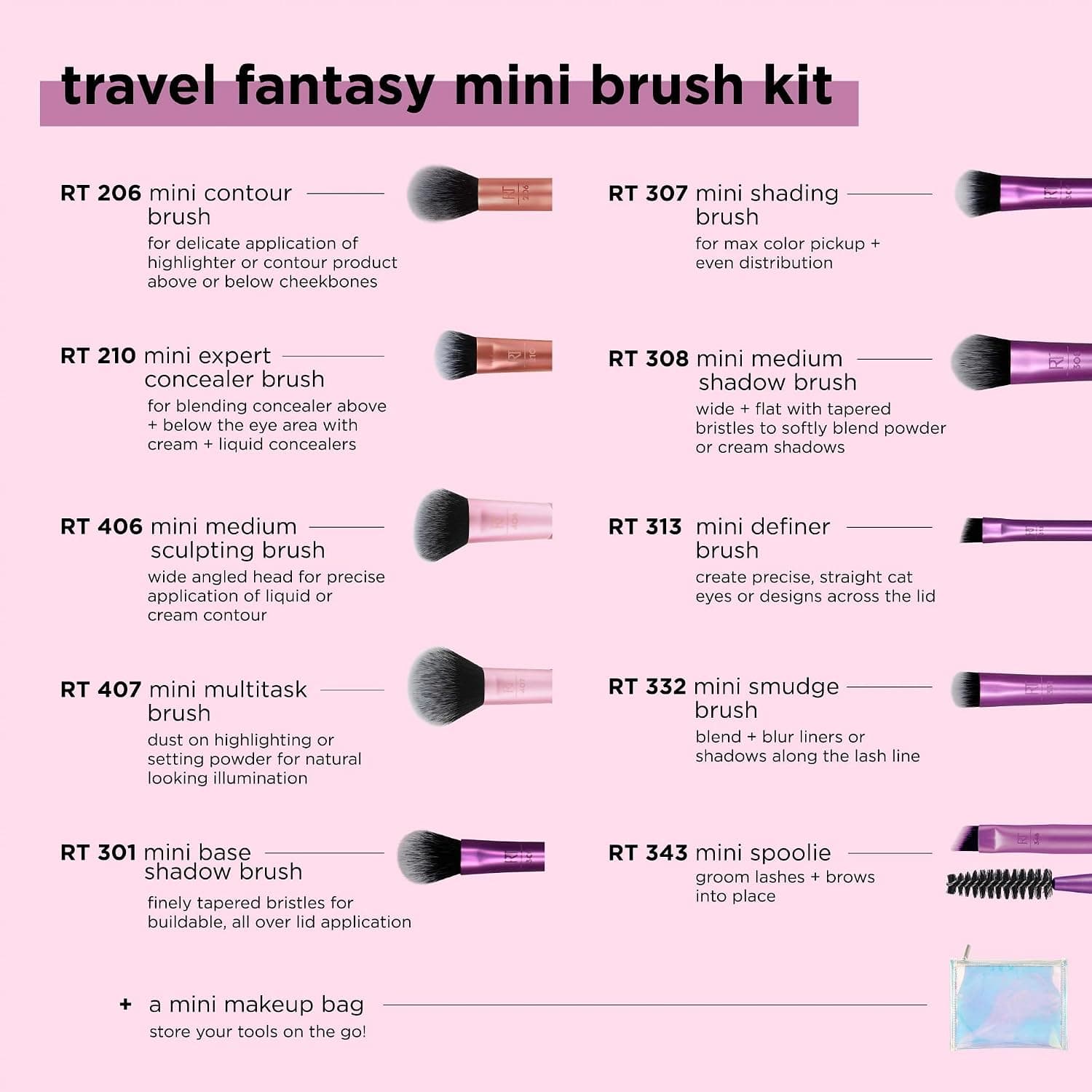 Real Techniques Travel Fantasy, Kit de Minibrochas, foto 3