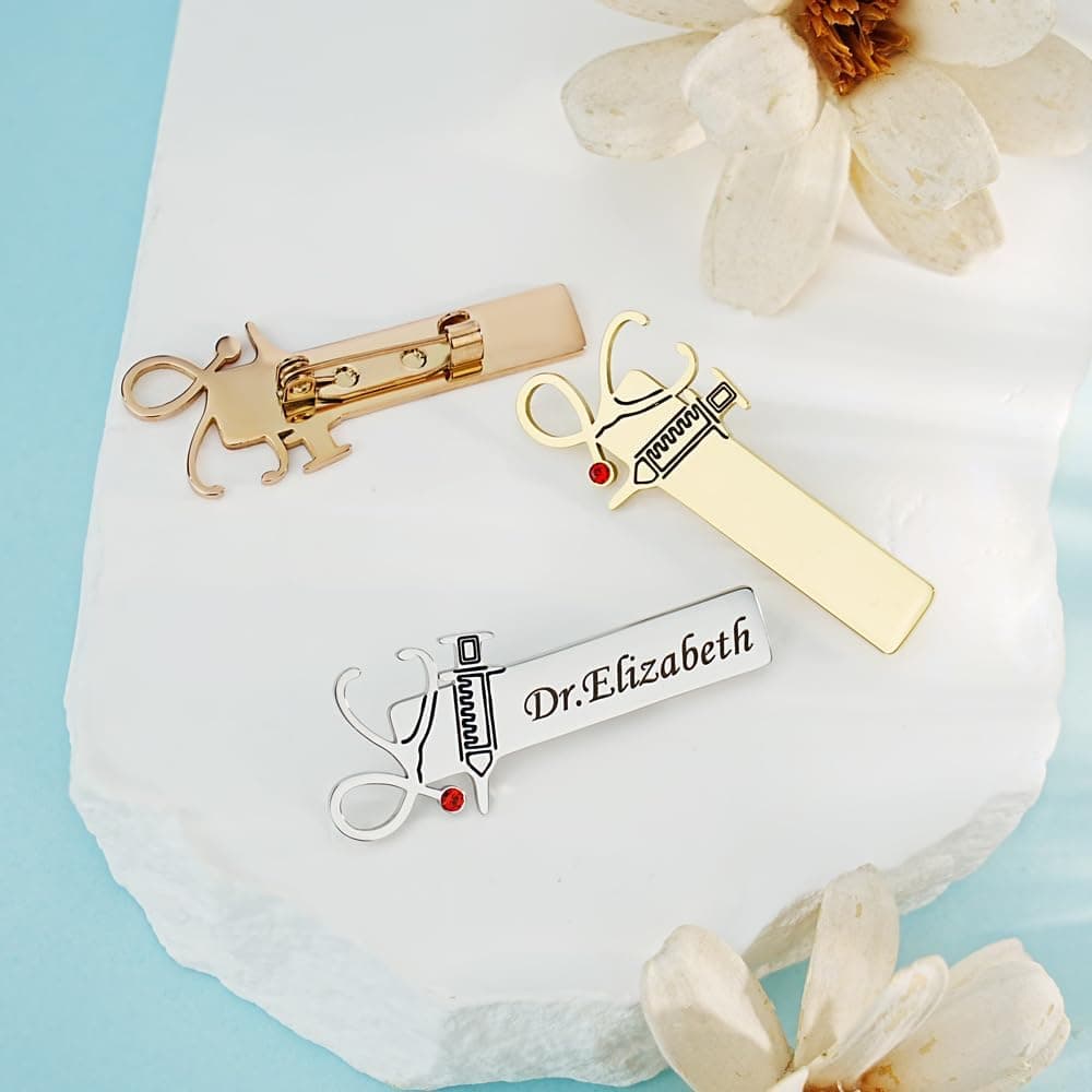 Broche de estetoscopio con nombre grabado, foto 3