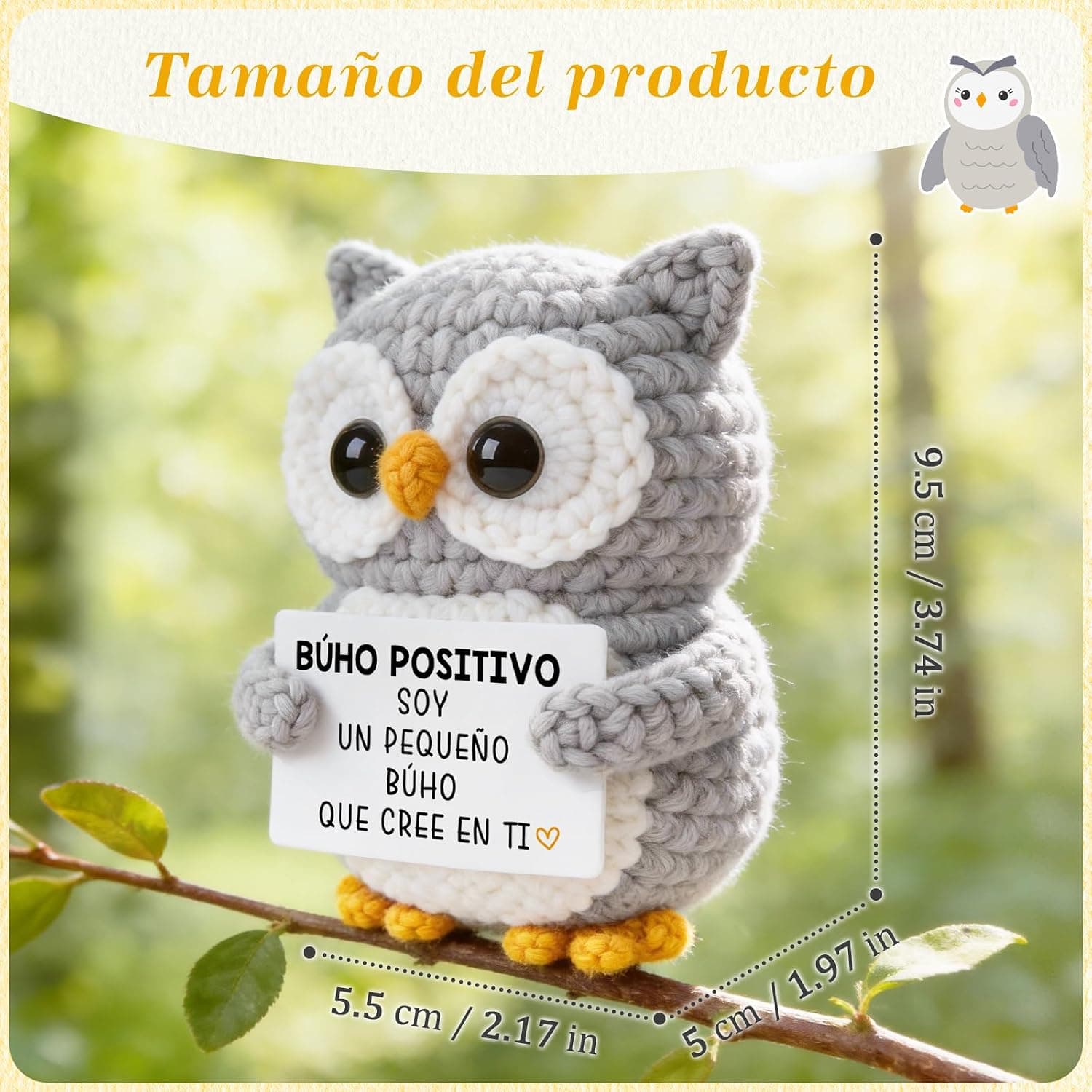 Búho de Crochet con Mensaje Positivo, foto 3