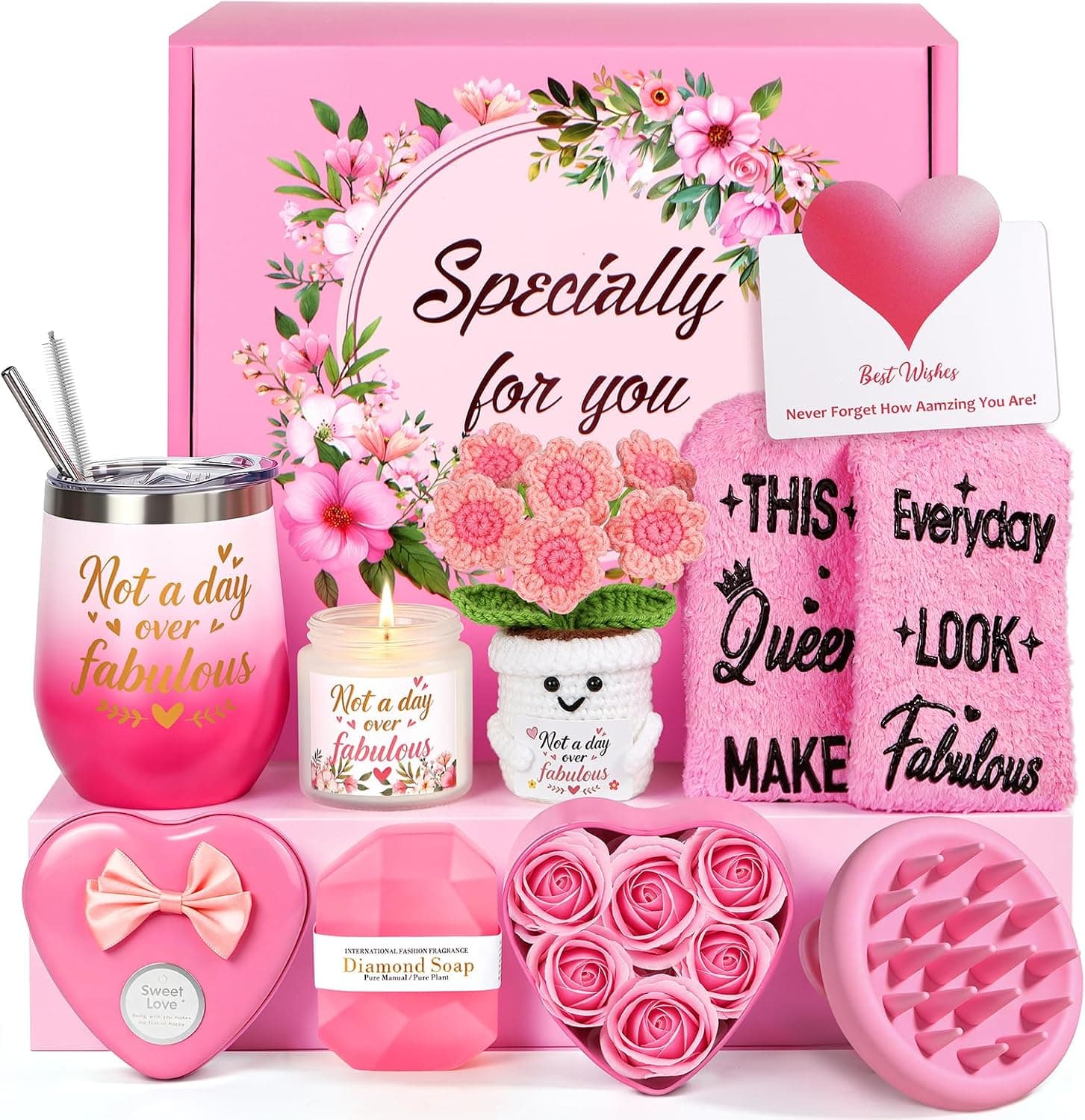 Caja de bienestar romántica en rosa