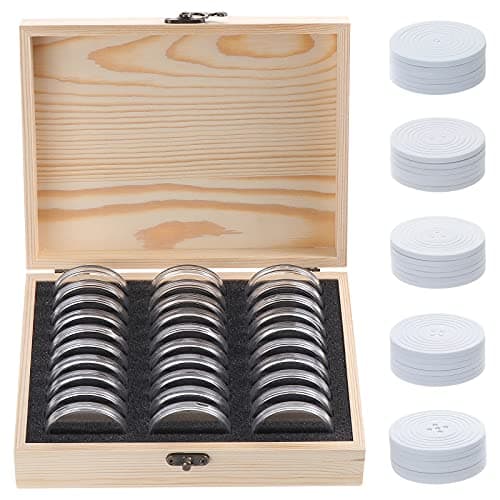 Caja de madera Kinsinder con 30 cápsulas de moneda
