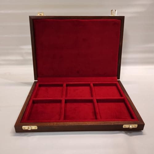 Caja expositora de madera Coins&More con 6 compartimentos
