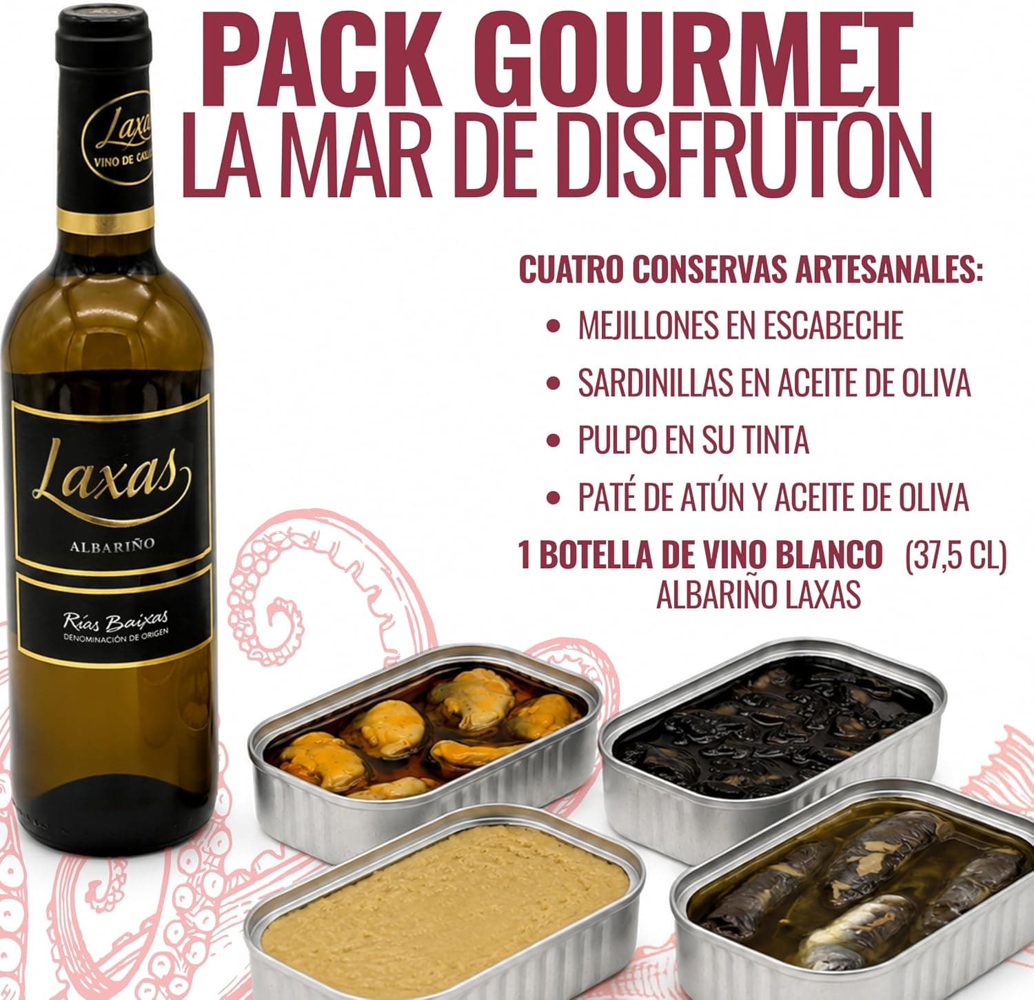 Caja gourmet de albariño y conservas gallegas, foto 3