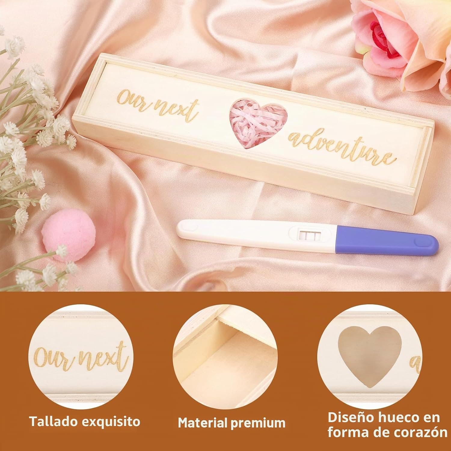 Caja de madera recuerdo de embarazo para futuros abuelos LASUROA, foto 3