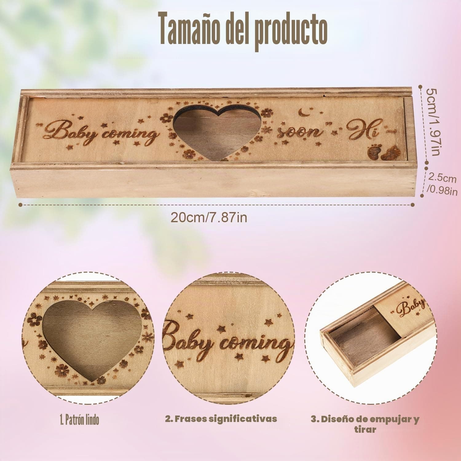 NQEUEPN Caja de Madera para la Prueba de Embarazo, foto 2