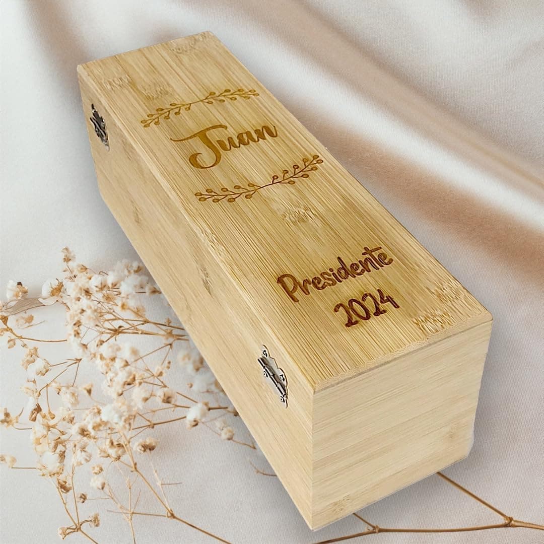 Caja de vino personalizada de madera, con grabado láser, foto 3