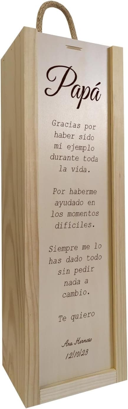Caja de madera personalizada con botella de vino incluida, de Adri, foto 2