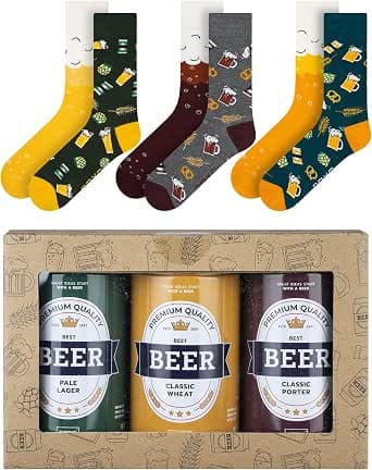 Par de calcetines de algodón con estampado de lata de cerveza, en talla 40-45