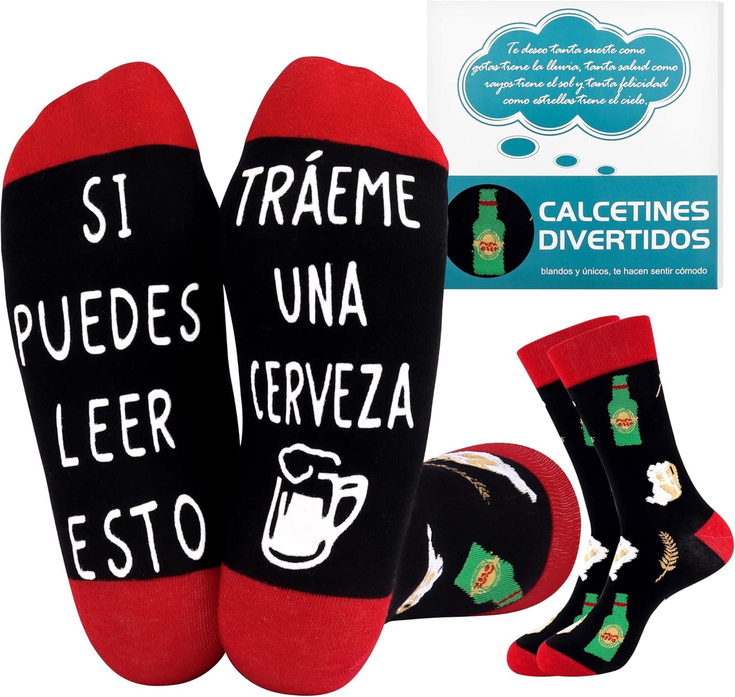 Calcetines con temática de cerveza para hombre