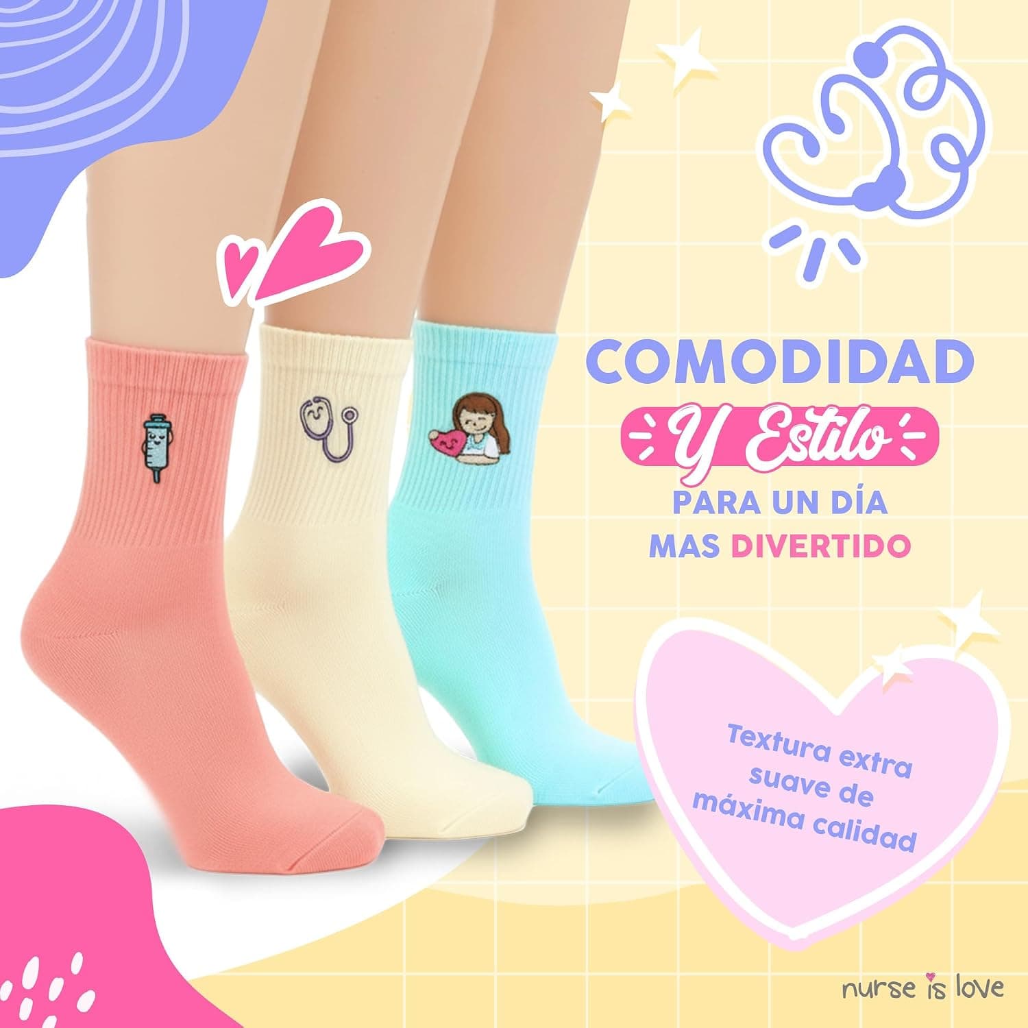 Calcetines divertidos para enfermera (set de 3), foto 2