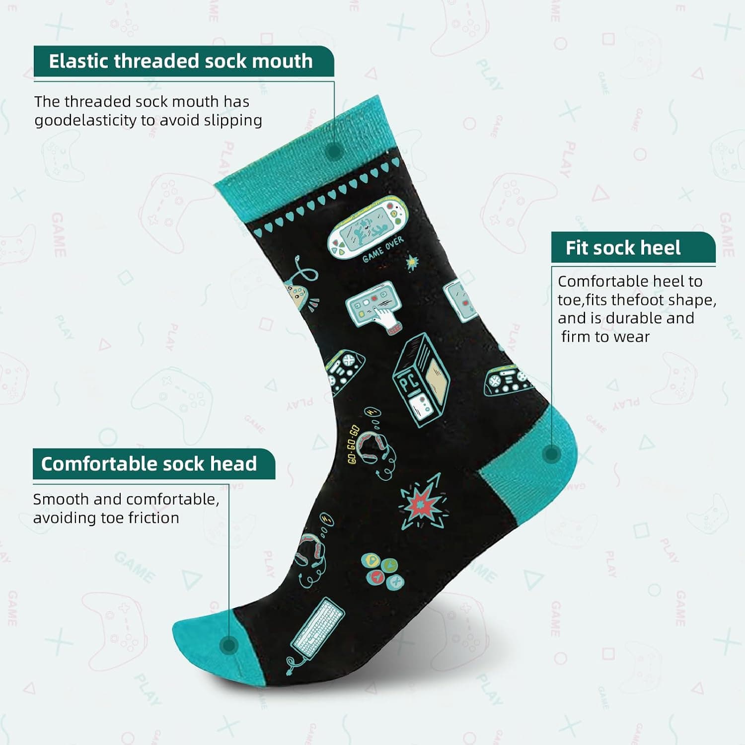 Calcetines divertidos con frases para gamers, foto 2