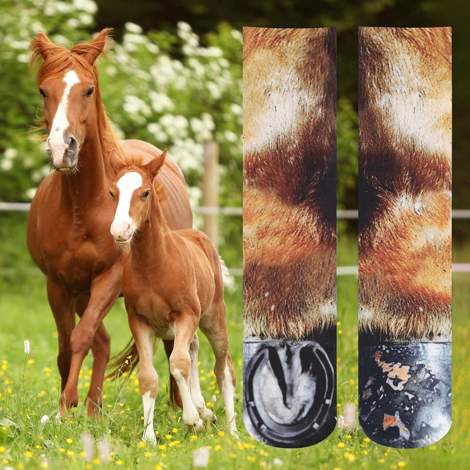 Calcetines divertidos con pata de caballo en 3D, foto 2