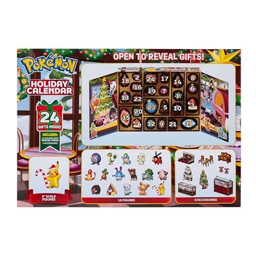 Accesorios únicos incluidos en el calendario Pokémon Navideño