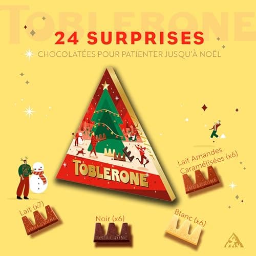 Piezas triangulares de chocolate Toblerone del calendario