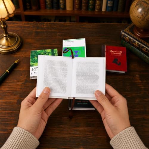 Mini libros como decoración de escritorio y árbol de Navidad