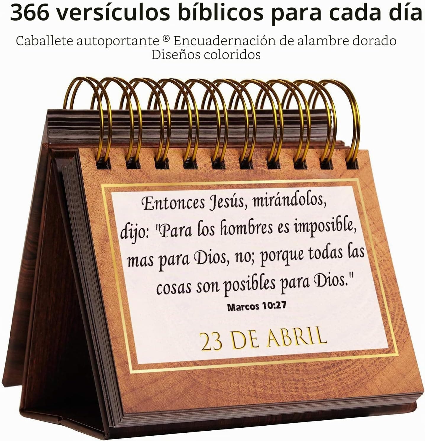 Detalle del soporte de caballete del calendario de versículos