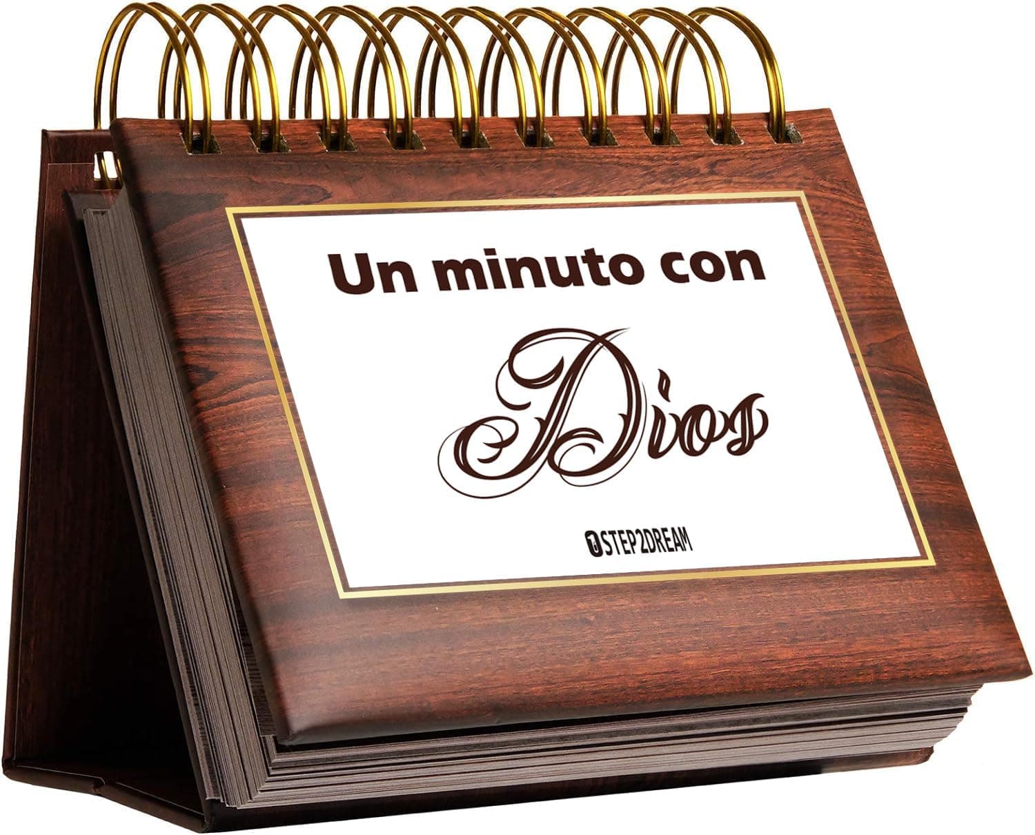 Calendario perpetuo con versículos bíblicos sobre un escritorio