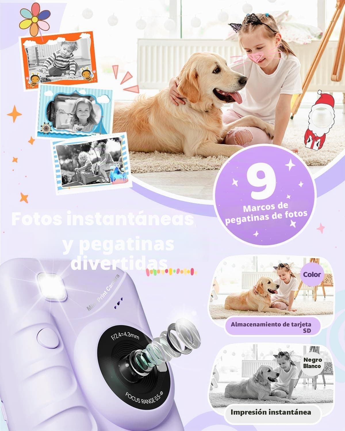 Detalle de la tira de foto impresa saliendo de la cámara