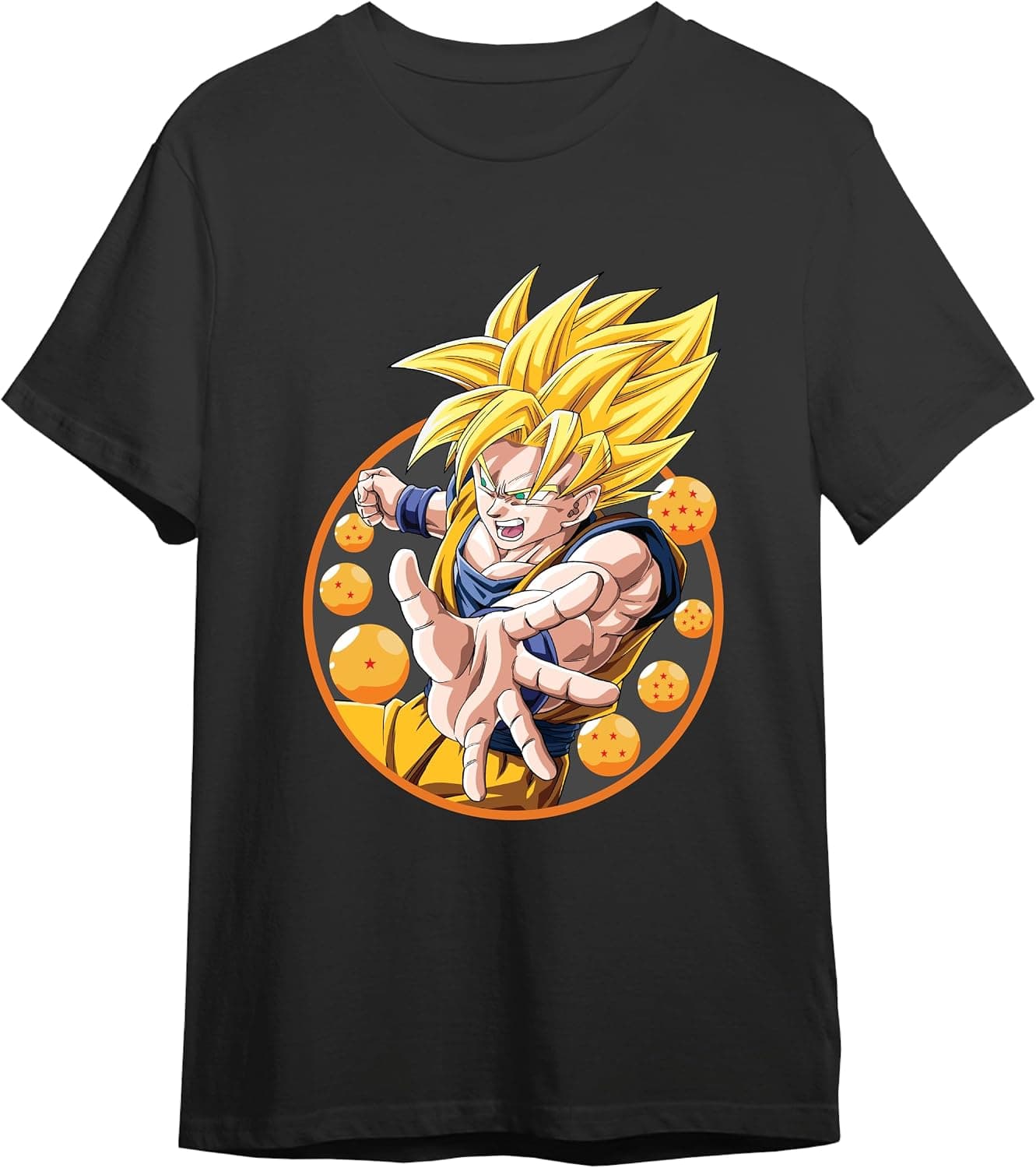 Camiseta negra de Dragon Ball Z con Goku en su transformación Súper Saiyan