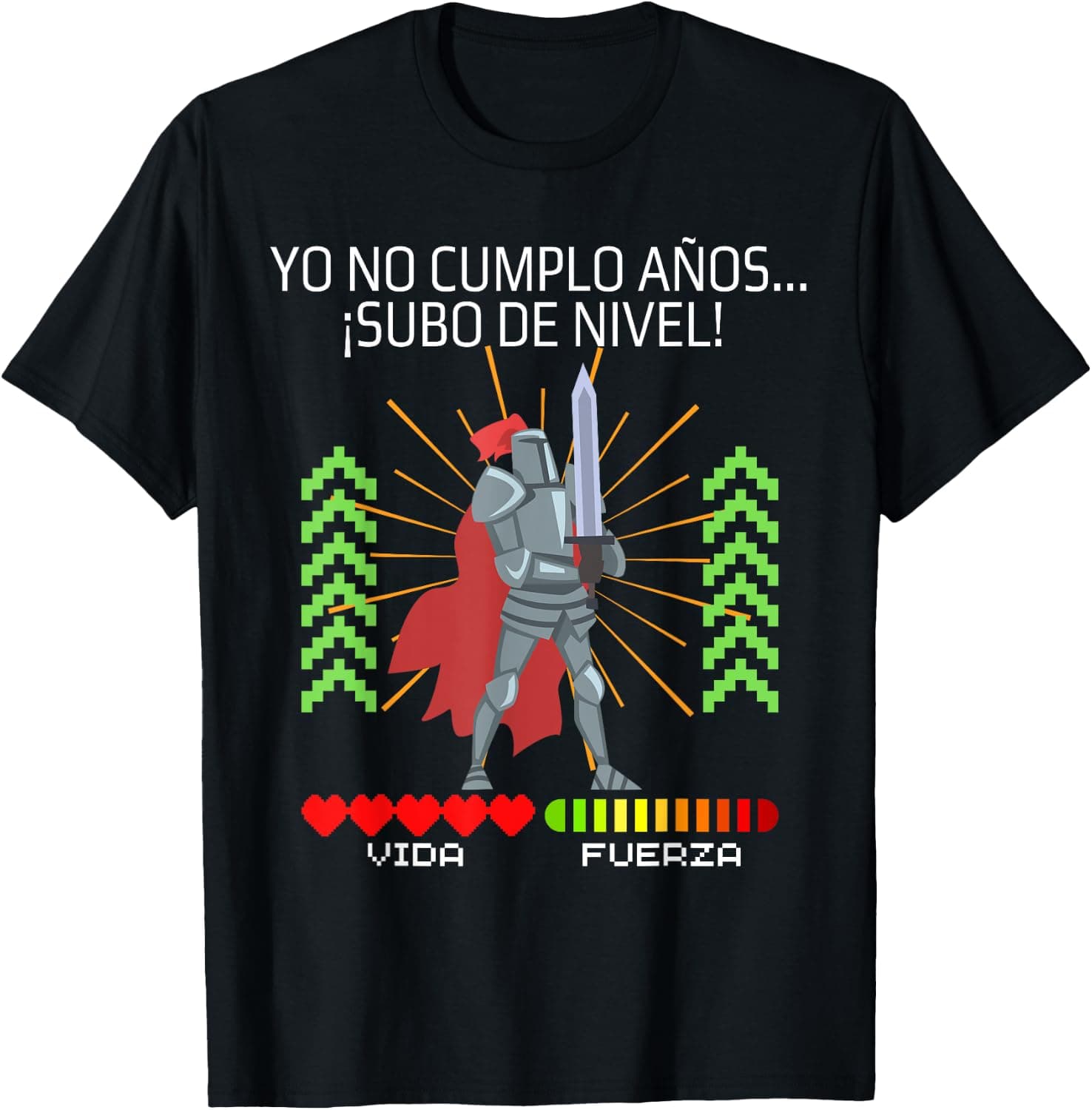 Camiseta gamer con la frase Yo no cumplo años, subo de nivel