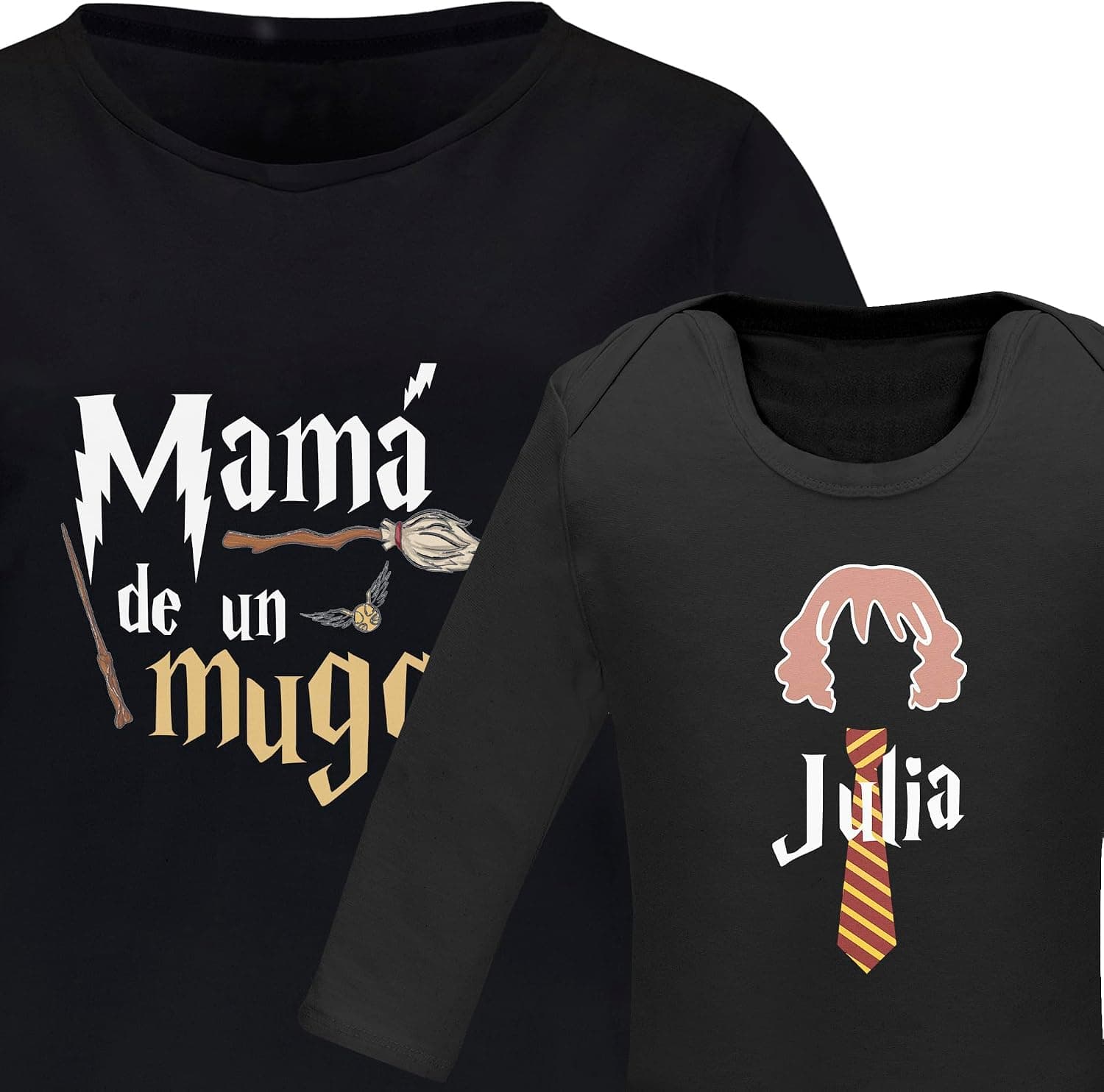 Camiseta y body a juego "Madre de un muggle" con nombre, temática Harry Potter, foto 2
