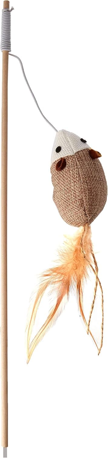 Caña de juguete para gatos con ratón de fibras naturales