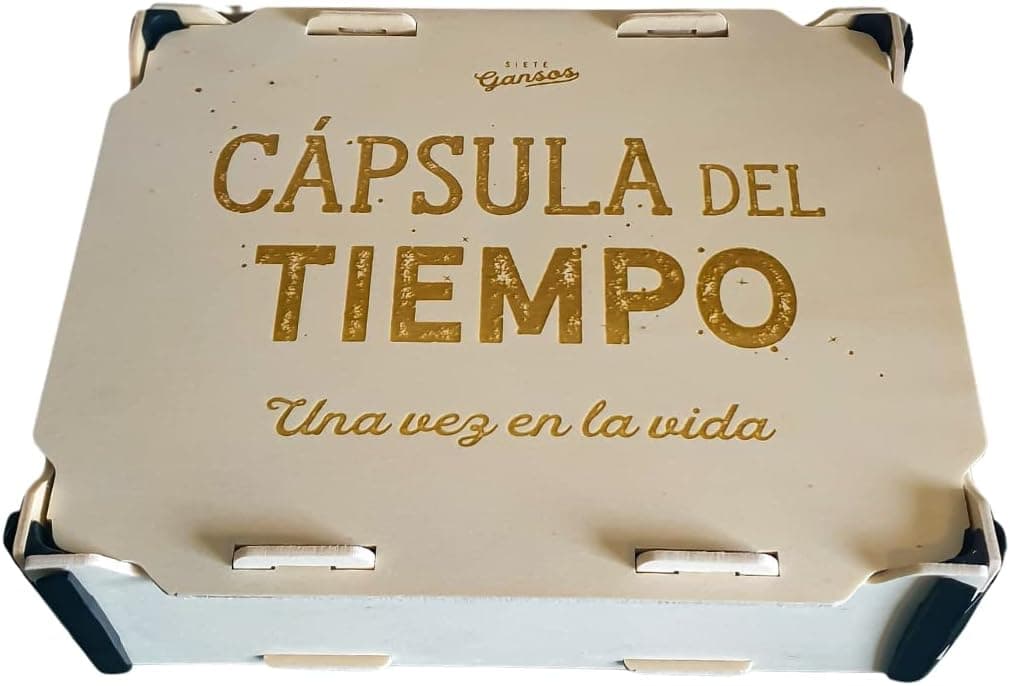 Cápsula del tiempo artesanal con espacio para escribir pensamientos y mensajes familiares