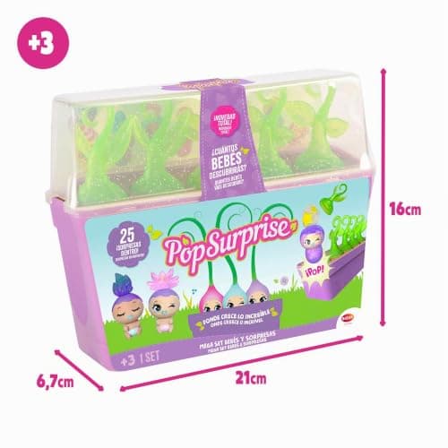 Detalle de un bebé Pop Surprise con accesorios