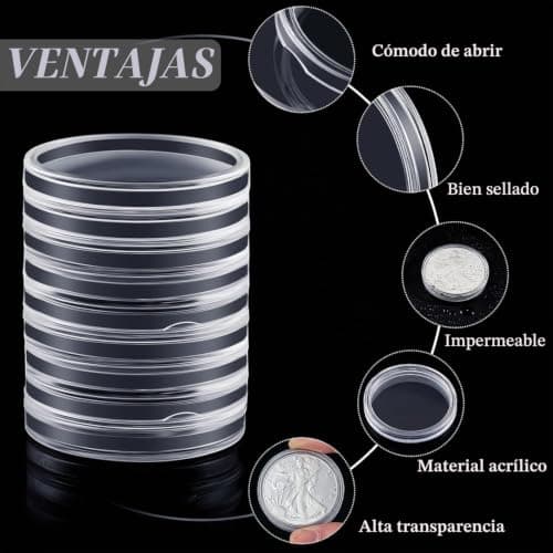 Moneda dentro de una cápsula transparente