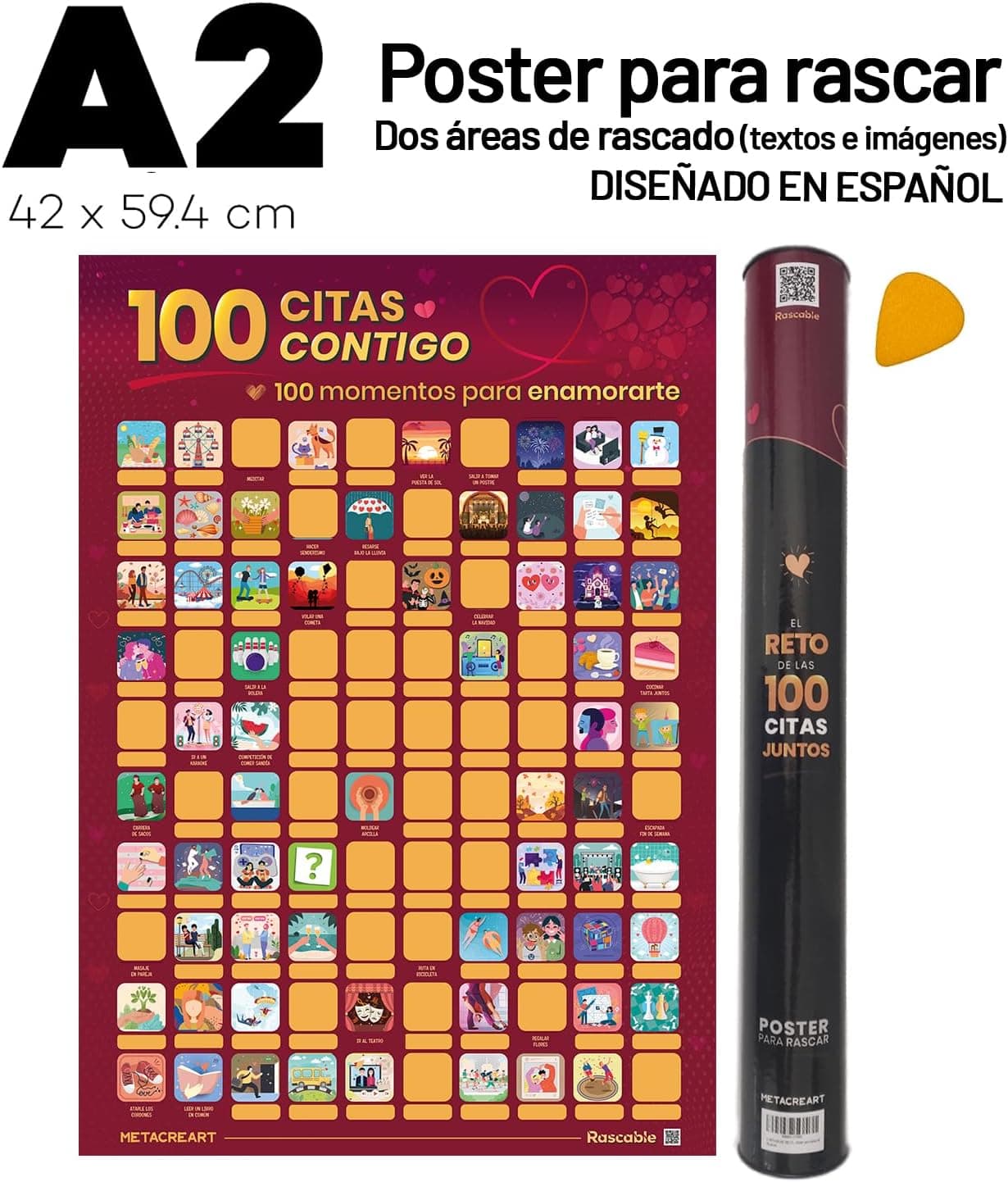 100 Citas Juntos, Póster de Retos para Rascar en Pareja, foto 3