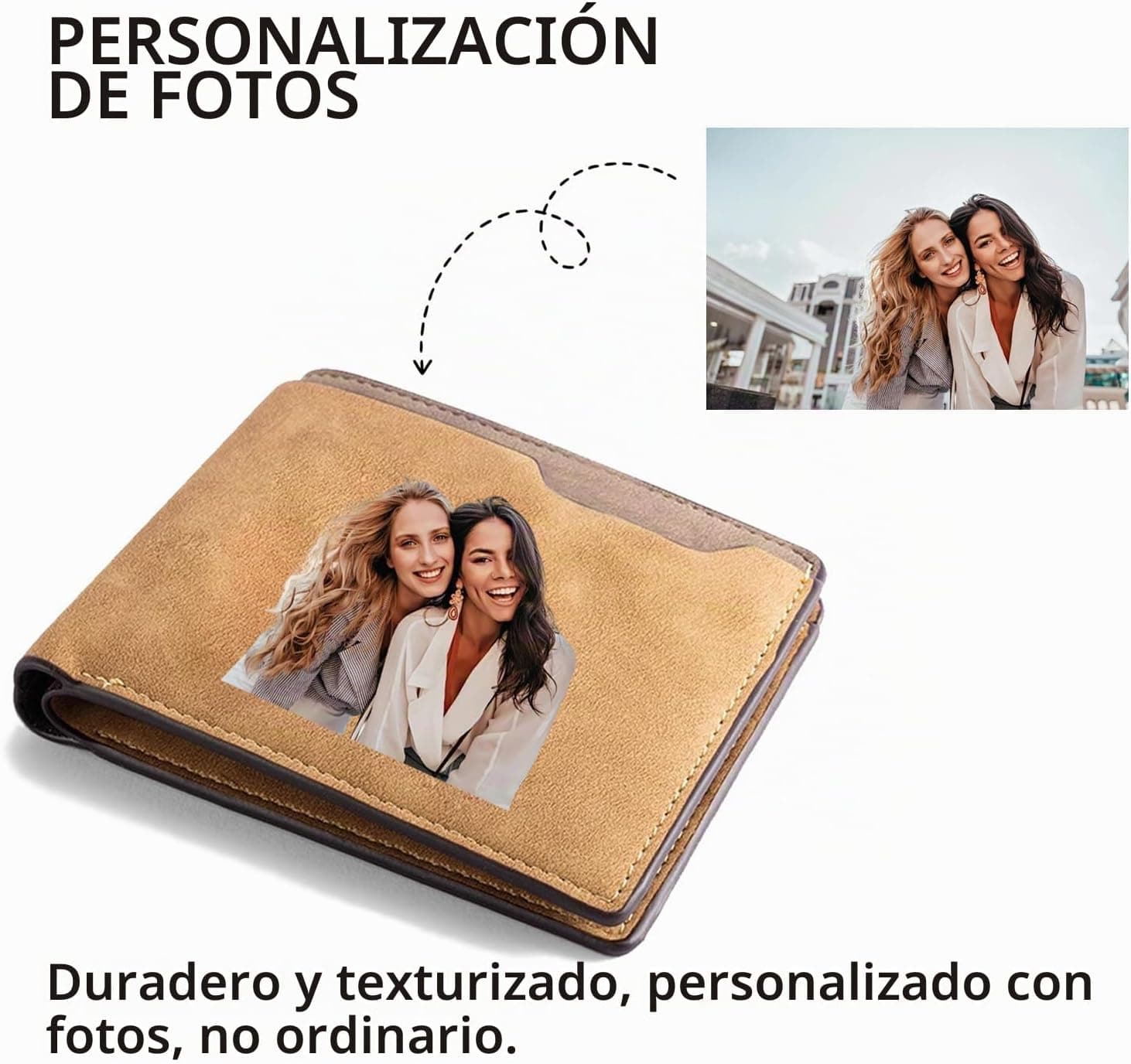 Cartera de cuero personalizada con foto grabada, foto 3
