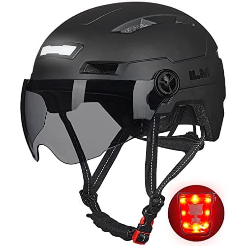 Casco ILM negro mate con luz delantera y trasera