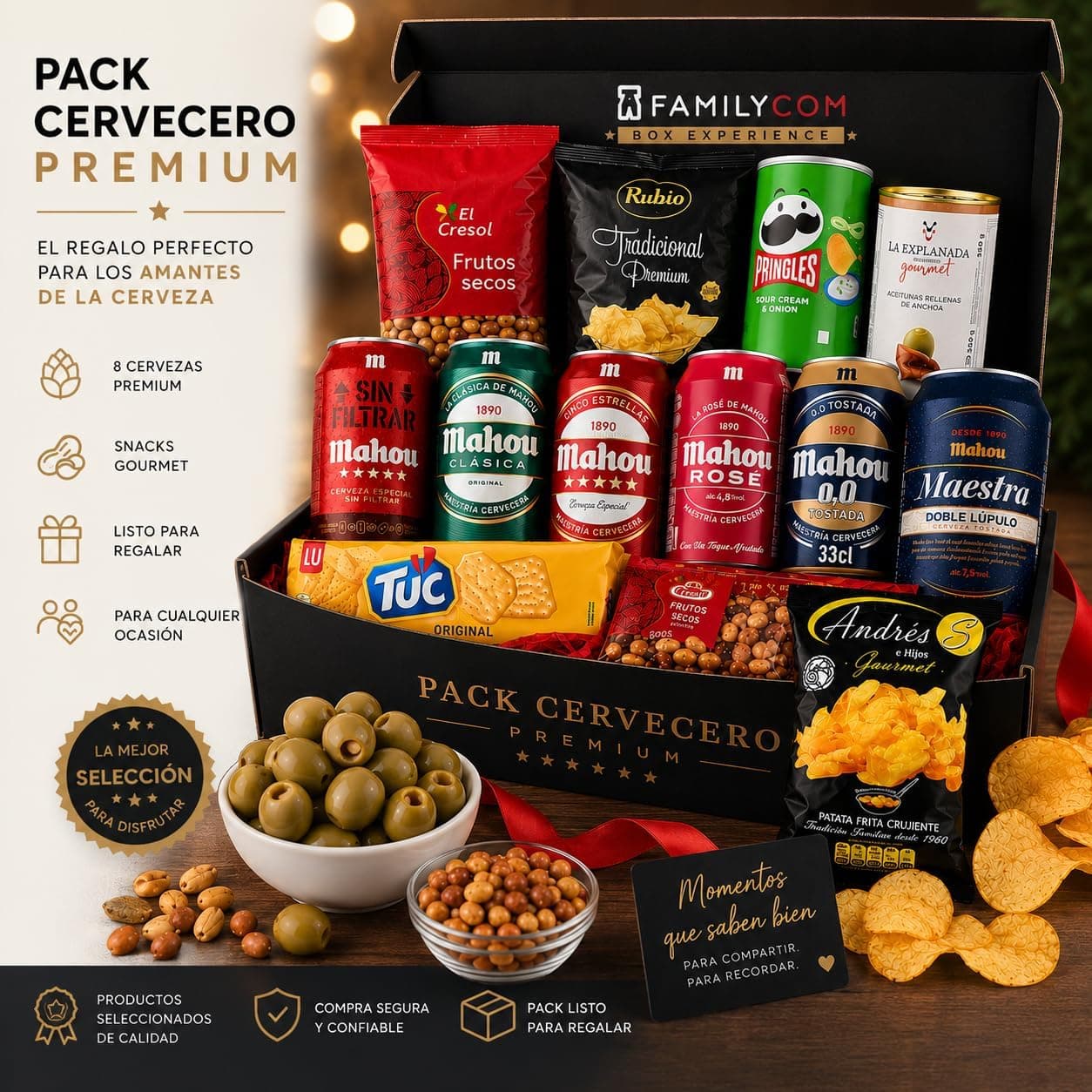 Detalle del contenido del pack con la lista de productos que incluye
