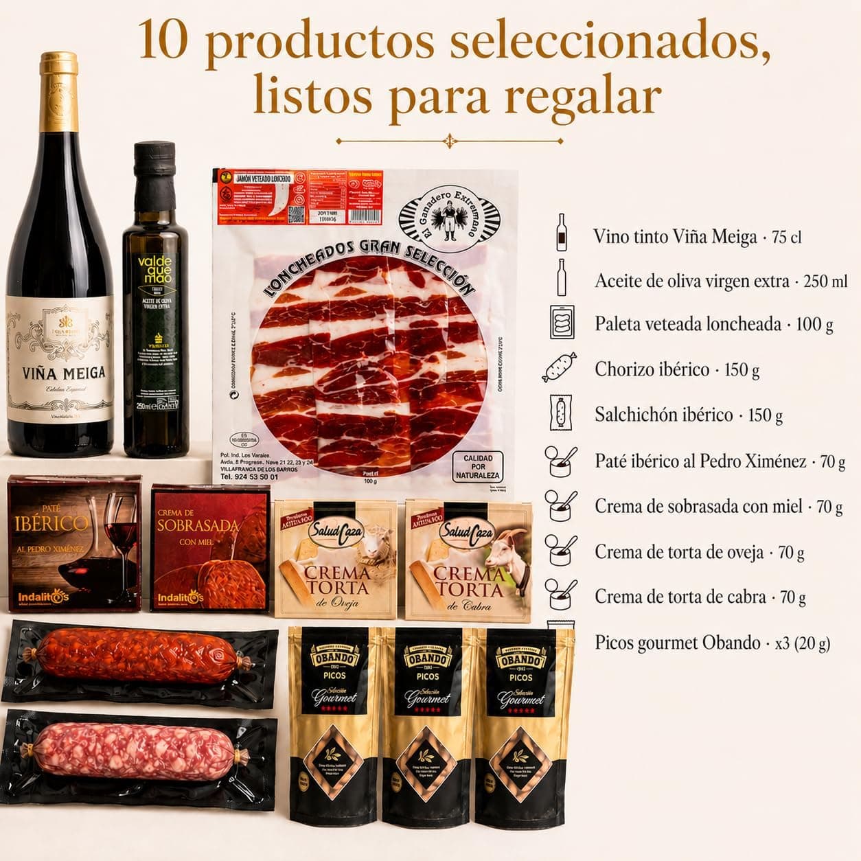 Cesta gourmet Acrol con jamón, vino y quesos artesanos, foto 3