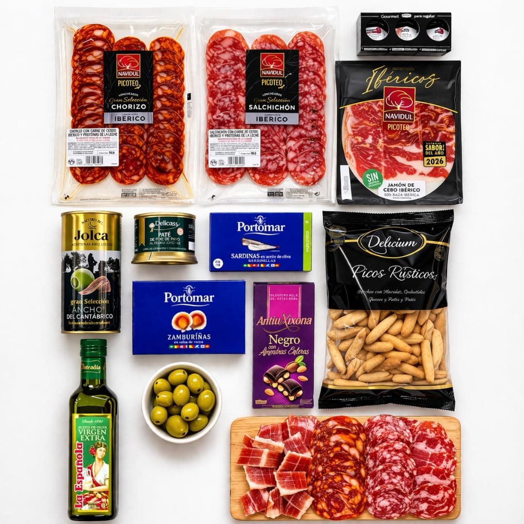 Cesta Gourmet con Ibéricos, Aceite y Vino Navidul, foto 2