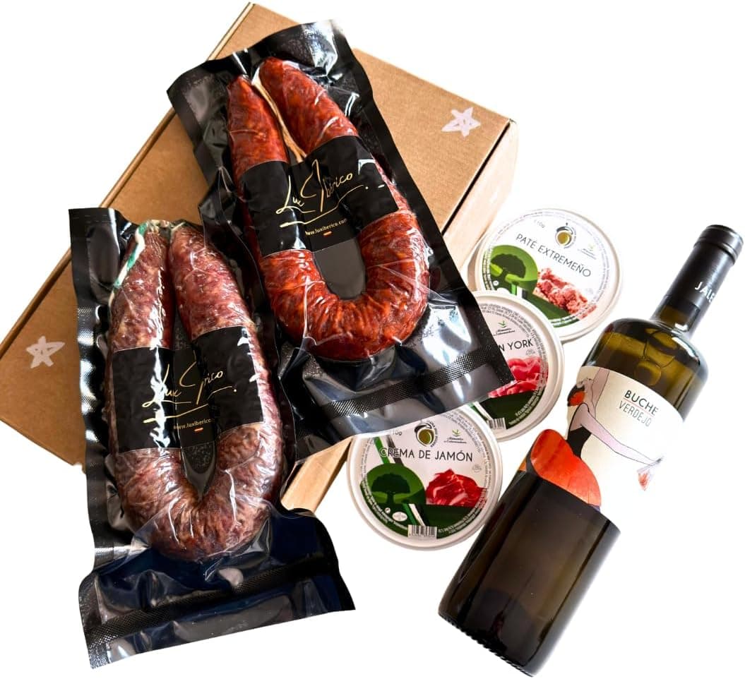 Cesta gourmet Trajano con vino blanco verdejo y embutido ibérico, foto 2