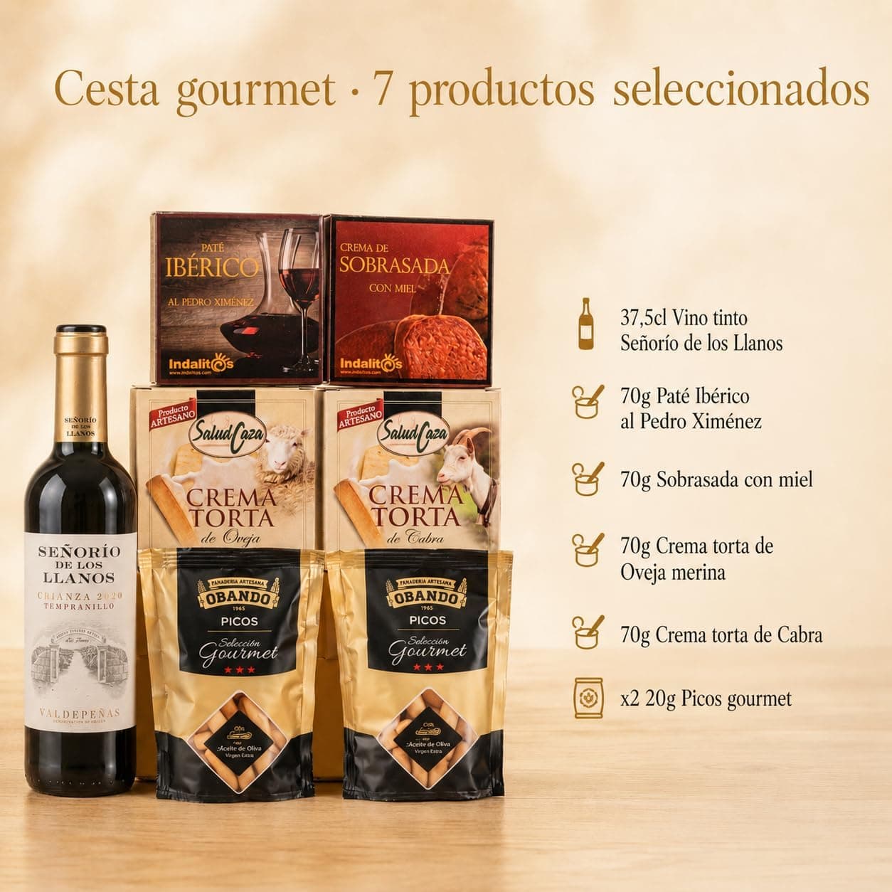 Cesta Gourmet con Vino, Cremas y Sobrasada, foto 3