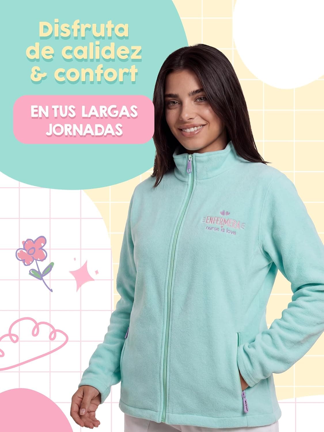 Chaqueta polar para enfermera con doble bolsillo, foto 2