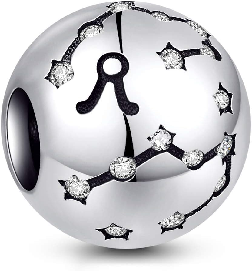 Charm de plata de ley con el símbolo del signo del zodiaco